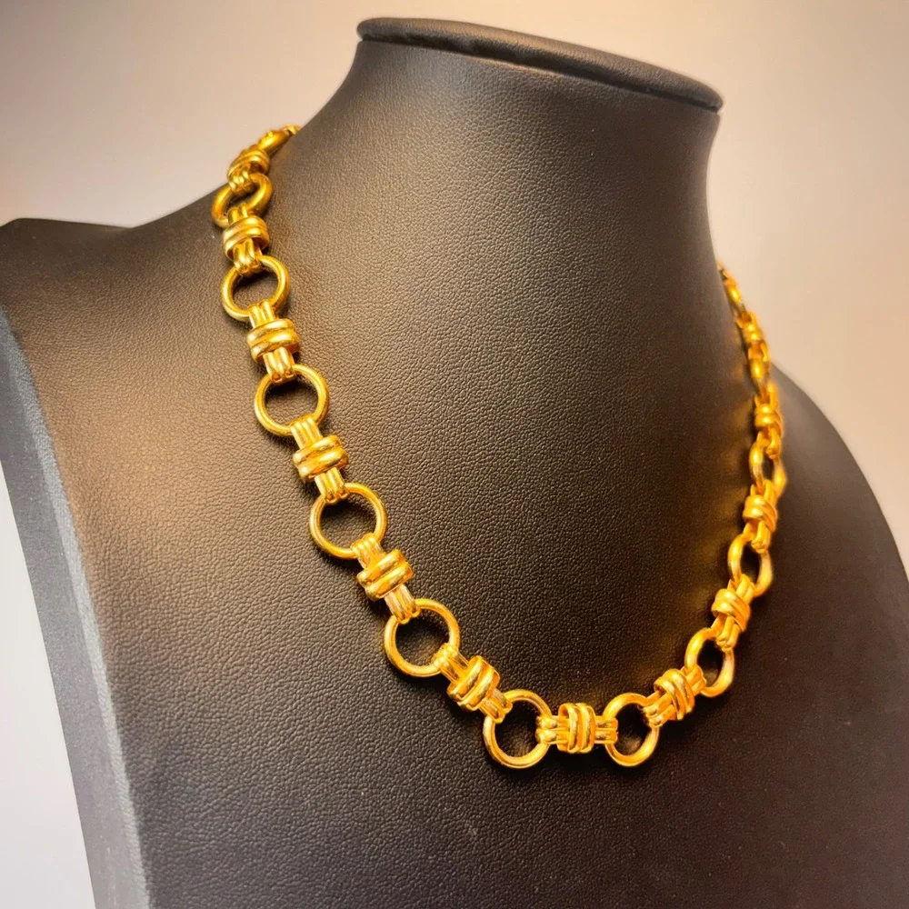 Vintage Gold Chunky Link Chain Necklace Statement Boho Chic Minimalist 90s